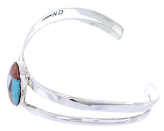 Silver Multicolor Inlay Cuff Bracelet Jewelry BW70464